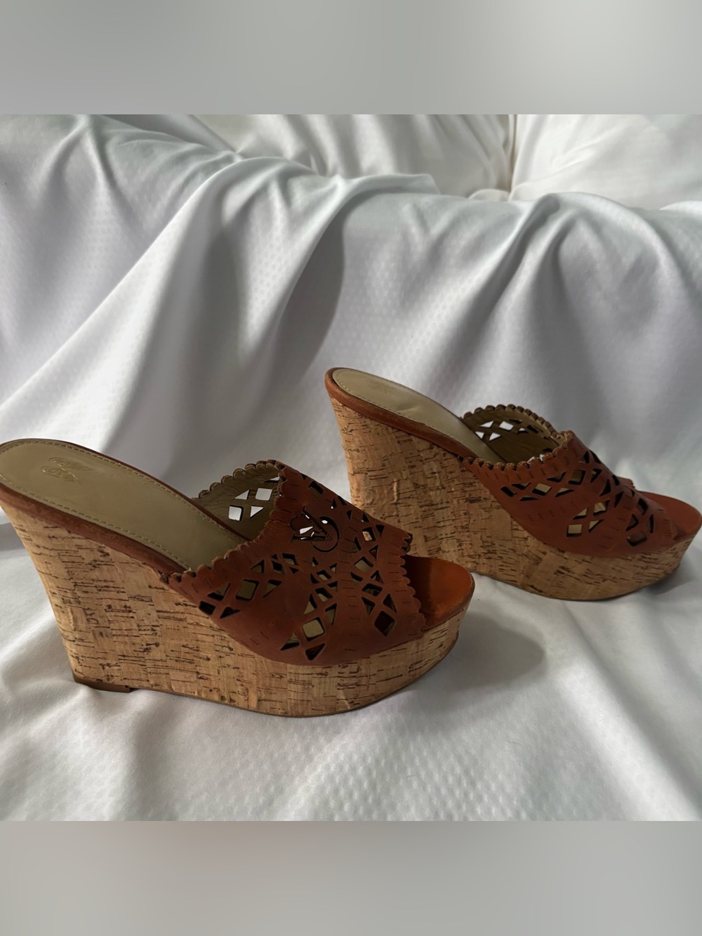 Victoria's Secret Brown Laser-Cut Cork Wedge Slides